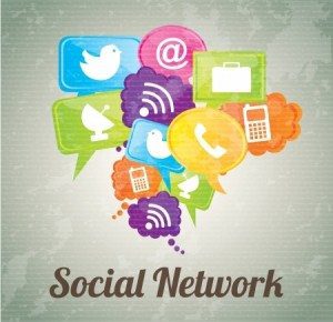 Social network icons over vintage background illustration